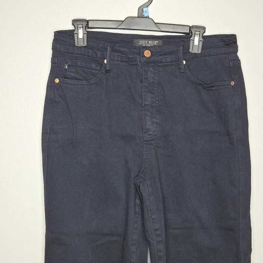 Judy Blue JB88807  Wide Leg  Jeans Women's 13/31 Black Garment Dyed Cropped